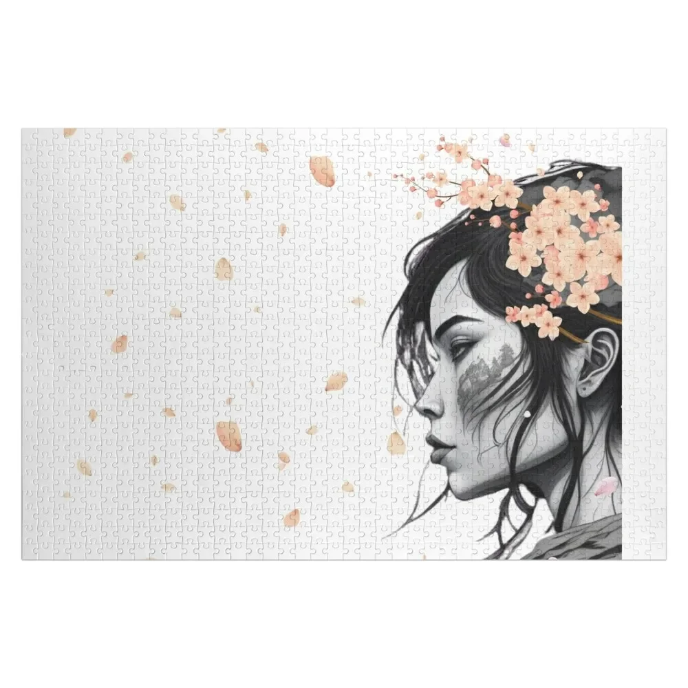 Oriental pansy and cherry blossoms Jigsaw Puzzle Custom Wood Personalize Personalized Game Children Puzzle