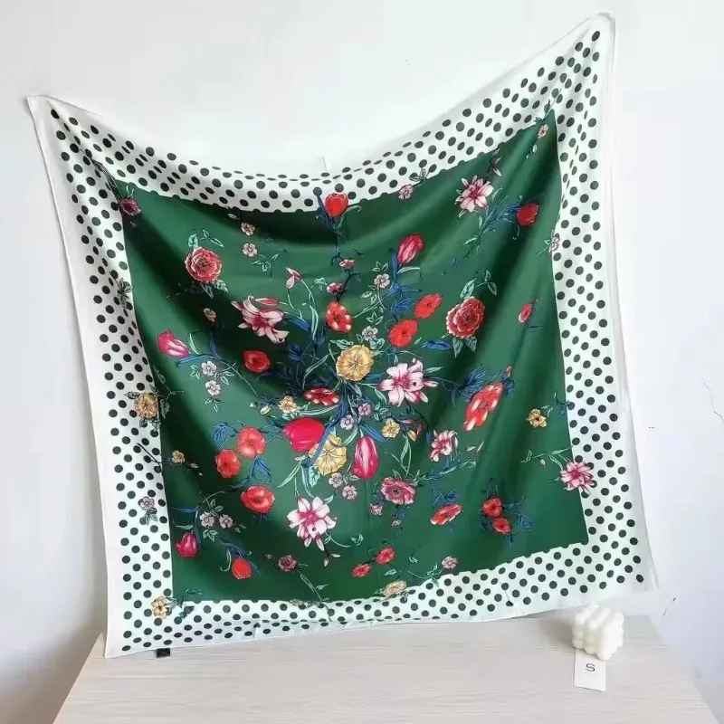 Women New Summer Twill Silk Square Scarf Big Shawl Fashion Luxury Geometric Minimalist Print Design Headscarf Scarves 5