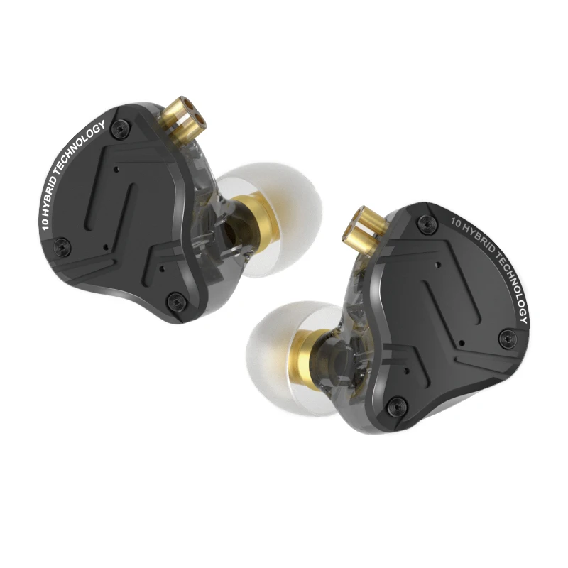 KZ ZS10 Pro 4BA+1DD Wired Earbuds Headphones Noise Isolating in-Ear  Earphones with Microphone Remote with 3.5mm Plug in Audio Jack in Ear  Monitor with Detachable 2 pin Cable (Gold, with Mic) 