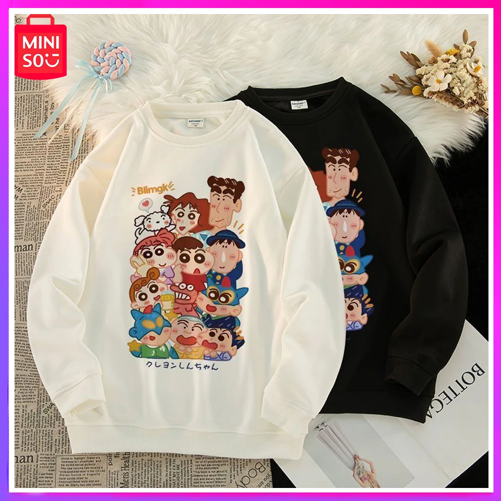 

Miniso 2023 Crayon Shin-Chan Spring and Winter Warm New Sweater Cartoon Print Loose Japanese Plush Top Soft and Comfortable