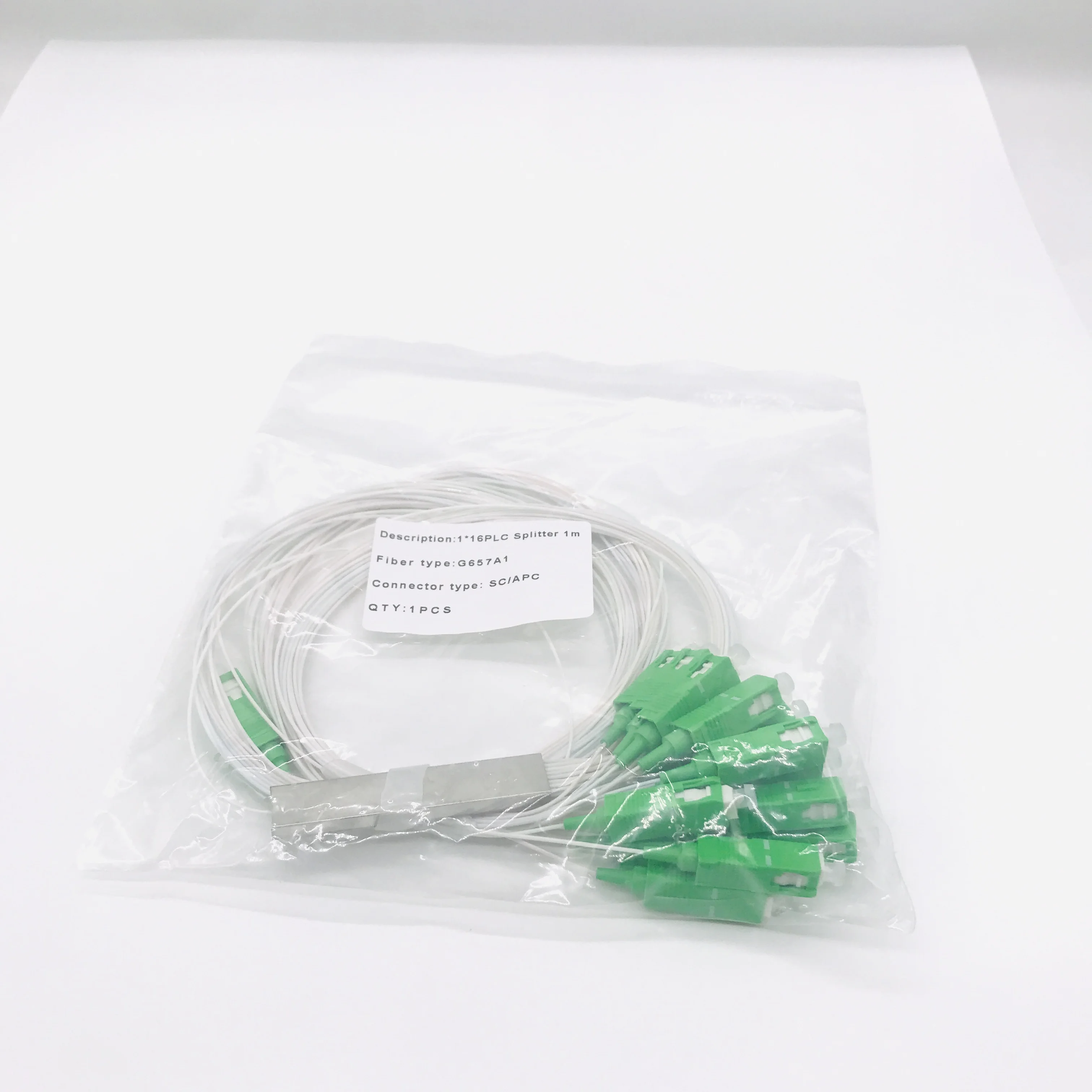 Fiber Optical Splitter, 1x16 SC APC, fiber optic splitter, SM 1m g657a1 PVC, 0.9mm, 5/10pcs, free shipping