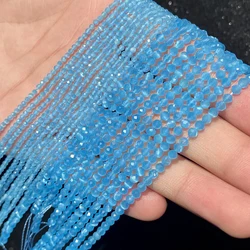 Natural Blue Sapphire Round Faceted Gemstone Beads for DIY Jewelry Crafting - 15 - Inch Strand, Tiny Spacer Beads (Sky Blue Cat Eye)