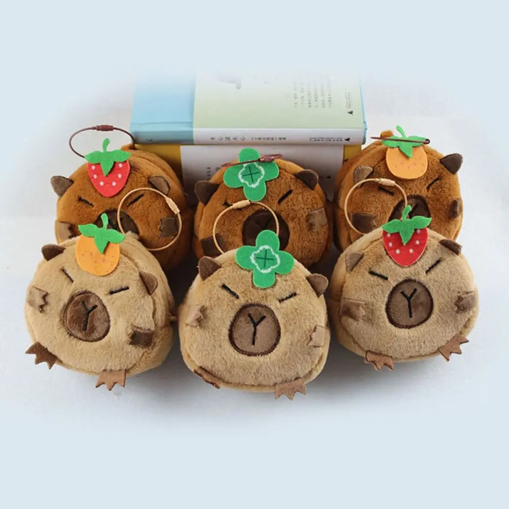 Cartoon Capybara Plush Coin Purse Animal Plush Capybara Wallet Earphone Organizer Pouch Keychain Change Pouch Boy