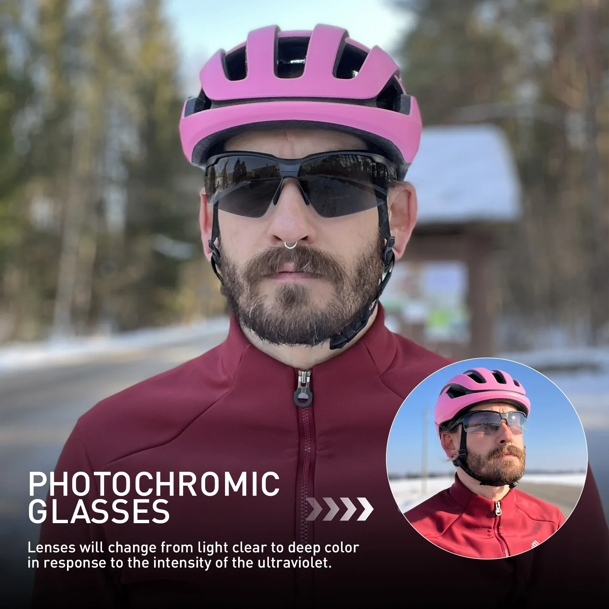 SCVCN Photochromic Cycling Glasses UV400 Outdoor Sports Running Men's Sunglasses Road MTB Bicycle Goggles Women Bike Eyewear