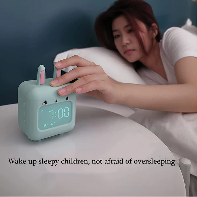 Reloj Despertador para niños Conejo, Lámpara LED Digital Reloj Despertador  Luz Nocturna Niña Niños Día Noche Niño Volumen Ajustable Snooze Despertador,  Regalo de cumpleaños JAMW Sencillez