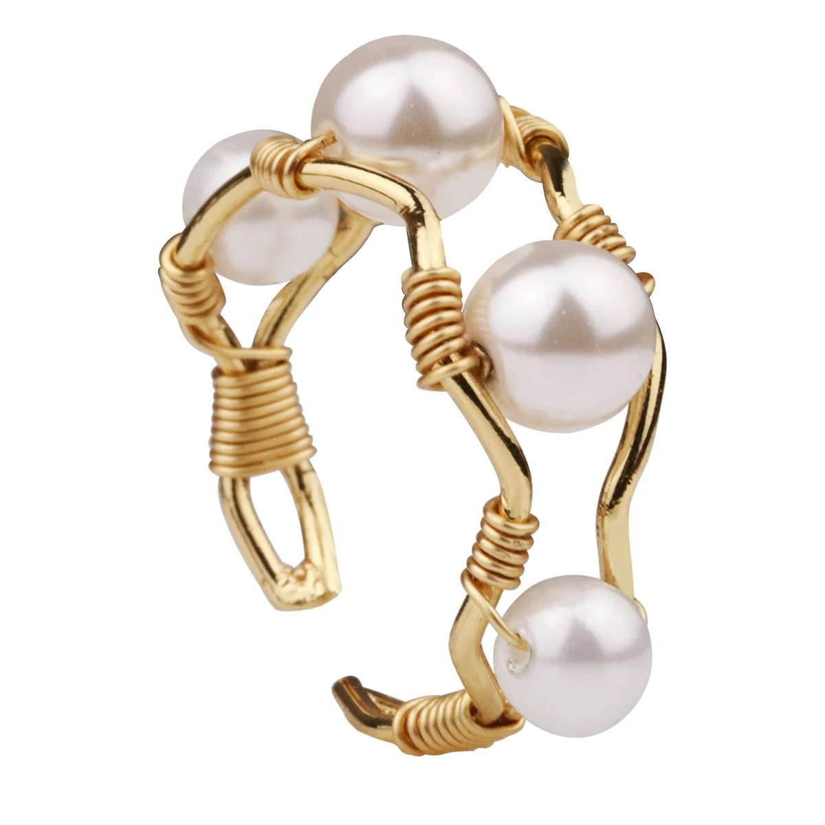 

Simple Design Open Pearl Copper Ring For Women Girls Fashion Finger Rings Gift Female Jewelry Party