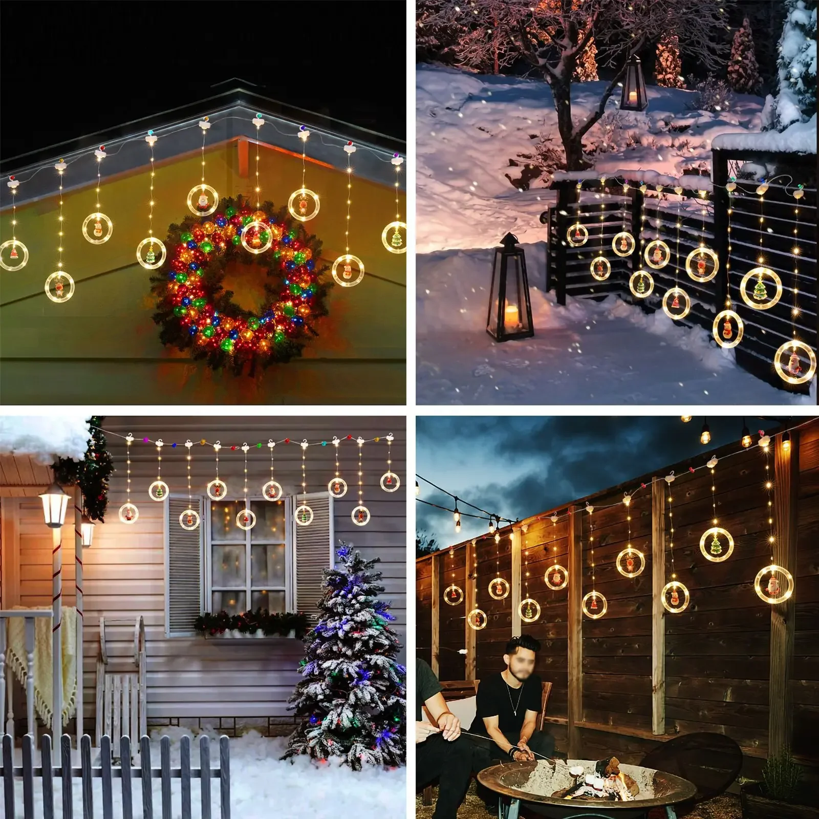 LED Christmas String Lights Room Garland Curtain Lamp USB Plug Star Santa Claus Decoration Lights for Bedroom Living Room Window