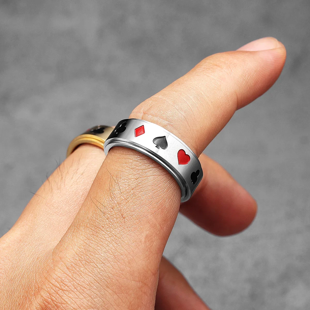 Lucky Poker Fidget Spinner Men Rings Stainless Steel Punk Luxury New In Women Jewelry Fashion Accessories Gift Wholesale 3