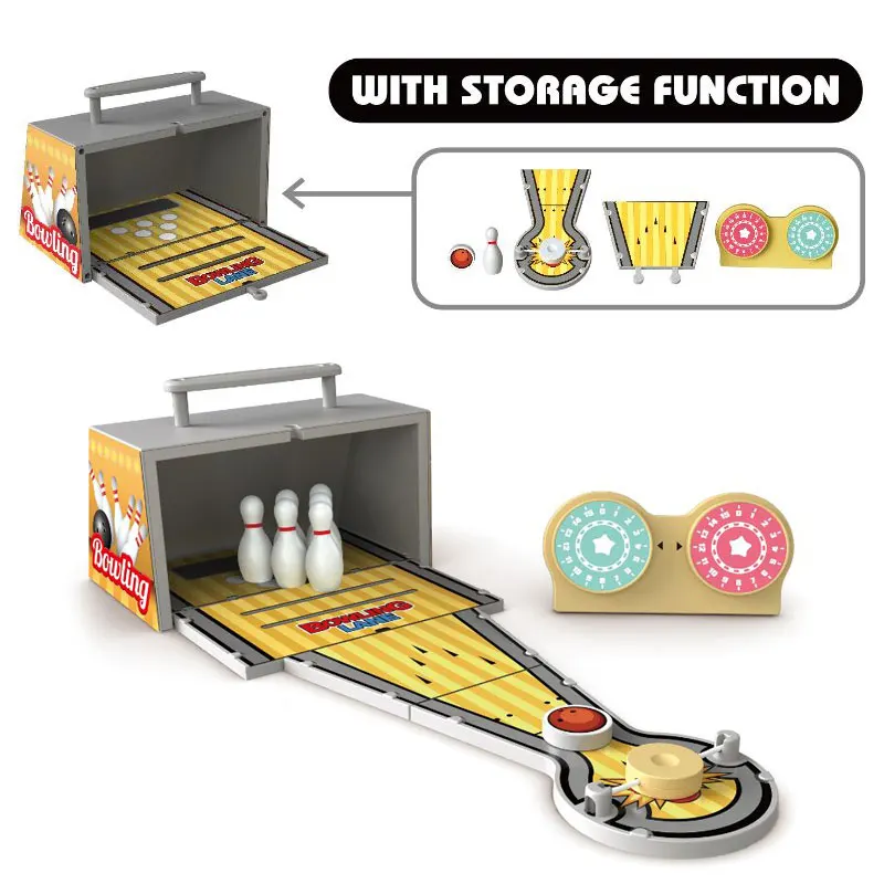New Storage Function Design Plastic Strategy Toy Table Top Bowling Game For 4+ Kids 2