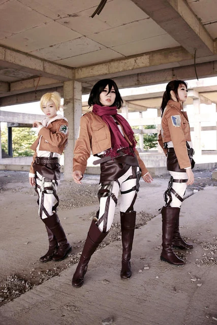 Full Sets Cosplay Costume Suit Shingeki no Kyojin Mikasa Ackerman Cosplay  Shawl Belt Leather Jacket Skirt - AliExpress