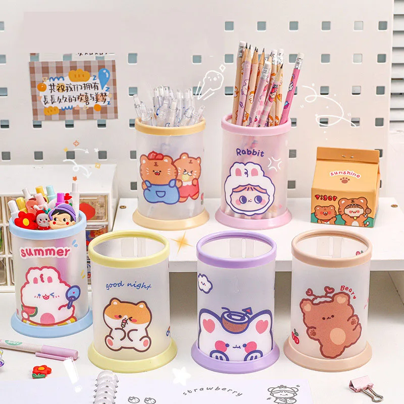 

24 pcs/lot Creative Animal Girl Desktop Organizer Pen Holder Collapsible Pencil Holder Desk Accessories Office School Supply