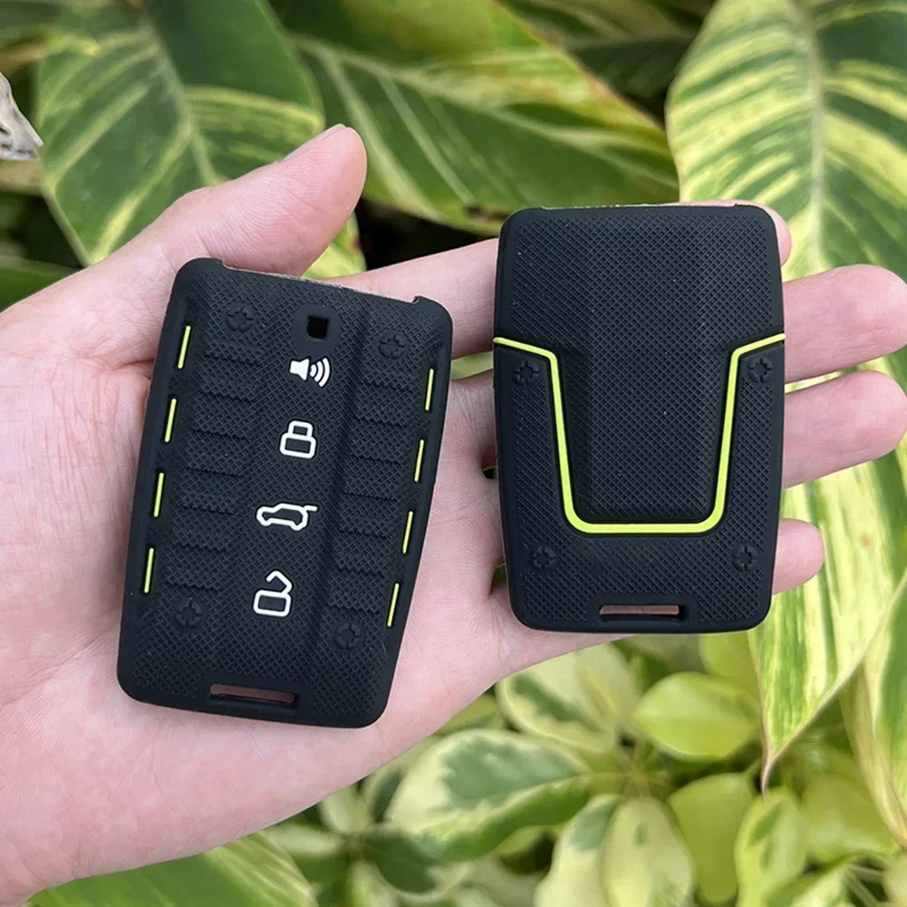 Dual-Tone Black and Green Silica Gel Car Key Protector Cover Set