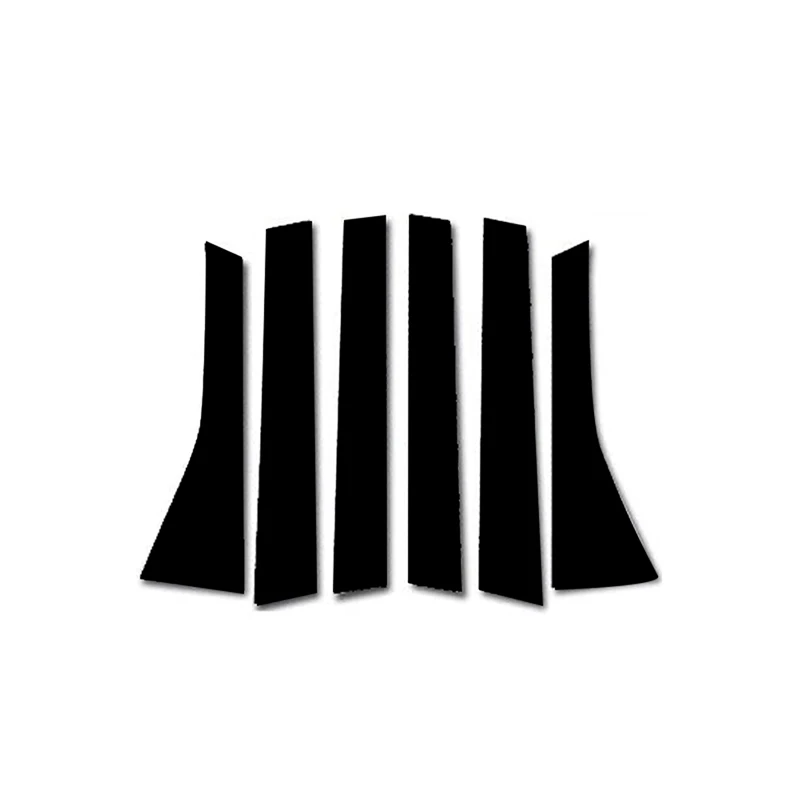 자동차 광택 블랙 기둥 포스트 도어 윈도우 트림 데칼 커버, 혼다 핏/재즈 5 도어 해치백 2008-2013 액세서리, 6 개