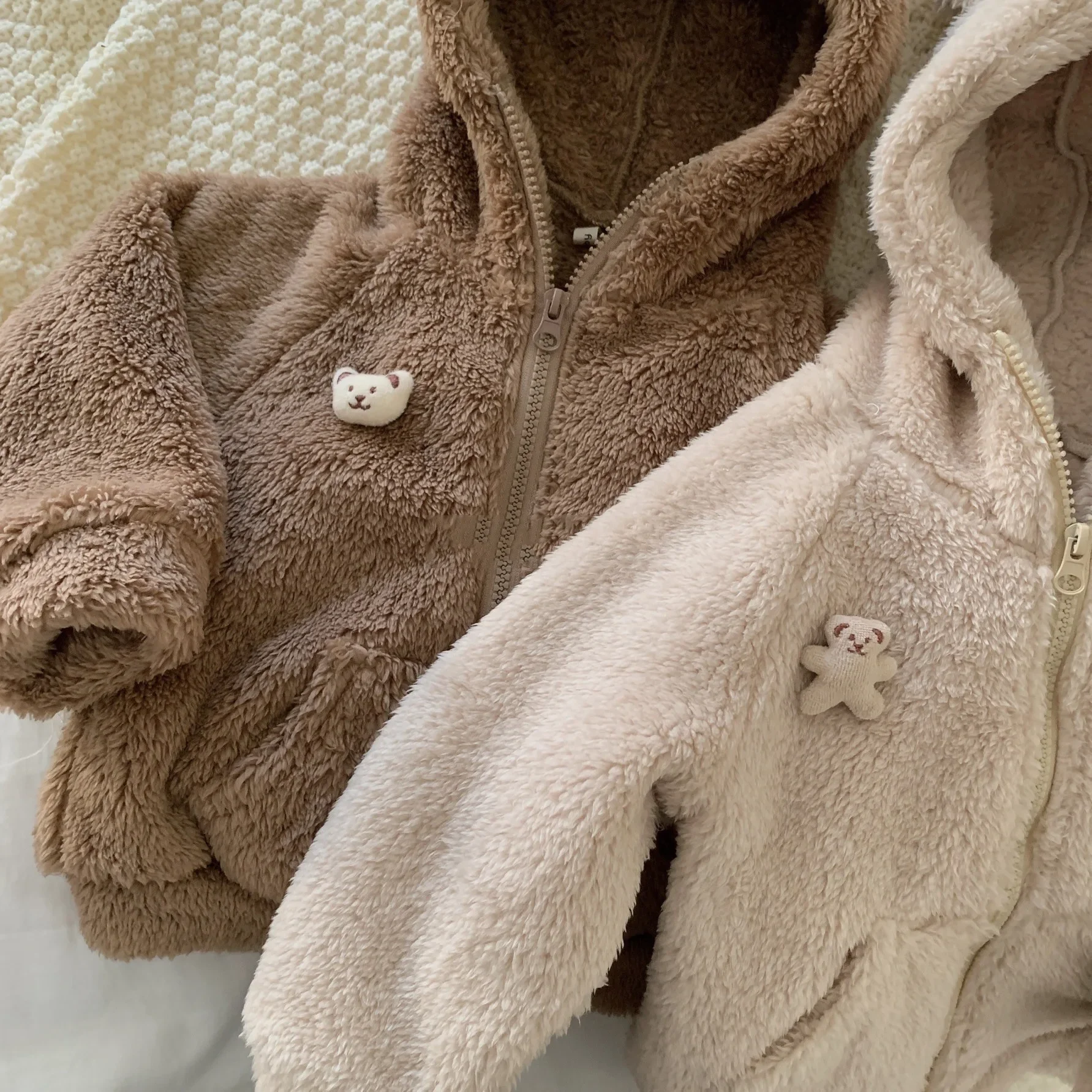 4410 Baby Coat Winter Korean Plush Baby Boy's Coat Plus Velvet Padded Hooded Warm Jacket Outerwear