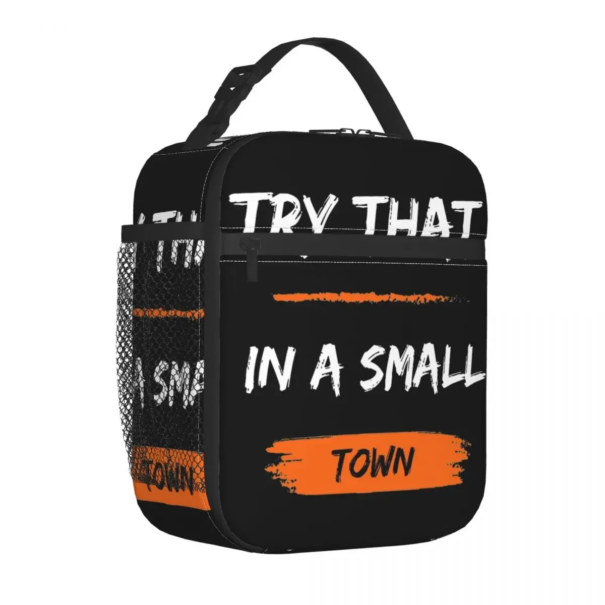 

Изолированные сумки для ланча в маленьком городе, портативная дизайнерская термальная коробка бэнто с оригинальным дизайном для прослушивания музыки в стране