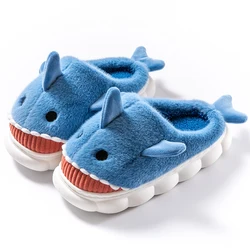 Women's Cute Cartoon Fluffy Slippers - Cozy Winter Platform House Footwear - 44-45 (Deep Blue)