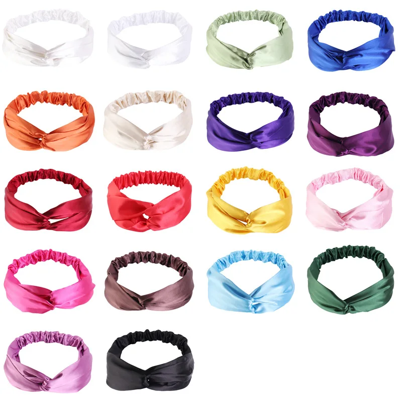 

Korean-Style Silk-like Band Comfortable Cross Hair Protector Elastic Satin Headband JDF-243