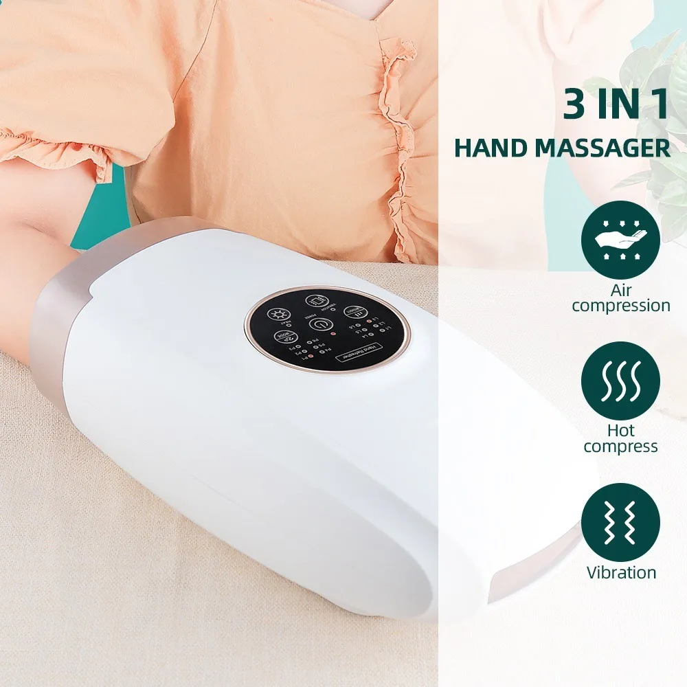 Hand Massager Acupoint Massage Heated Physiotherapy Air Compression Massage Finger Wrist Spa Relax Pain Relief Palm Massager vacuum storage bags for clothes pillows bedding blanket more space save compression travel hand pump seal zipper