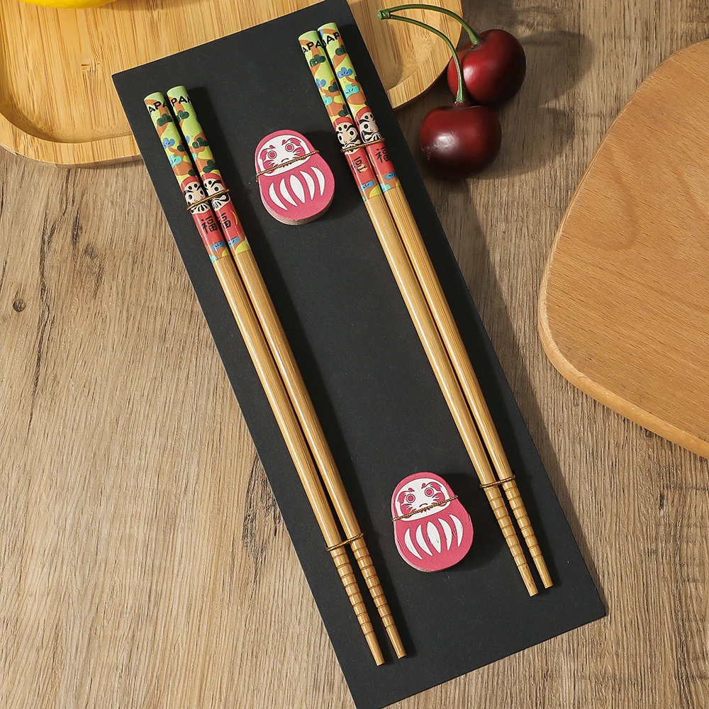 Handmade Eco-Friendly Wooden Chopsticks Set - 2 Pairs Non-Slip Tableware Gift