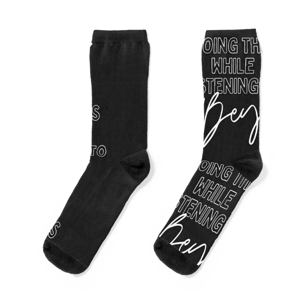 Now Playing: BEYONCE in White Typography Print Socks happy basketball ...
