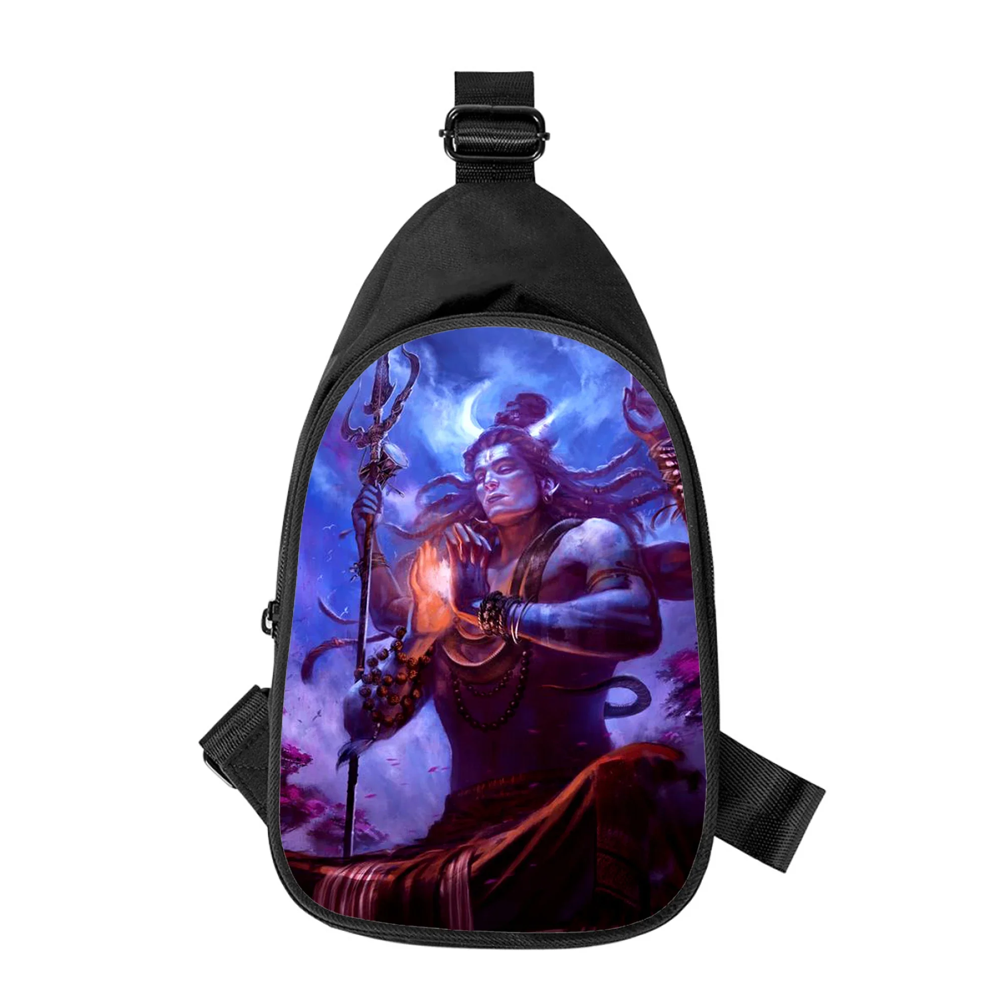 Shiva-Bolso cruzado en el pecho con estampado 3D para hombre y mujer, bandolera de hombro, paquete de cintura escolar para marido