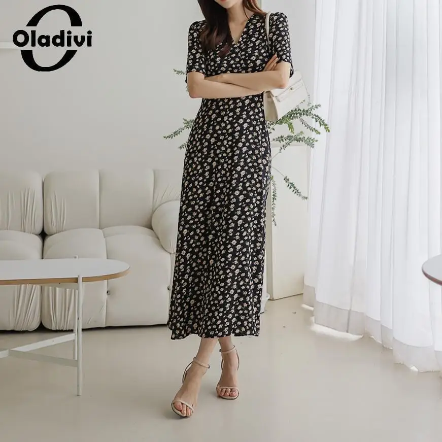 

Oladivi Large Size Women Casual Loose Fashion Printed A-Line Dress 2023 Summer New Oversized Dresses Female Tunic Robe 4XL 1037