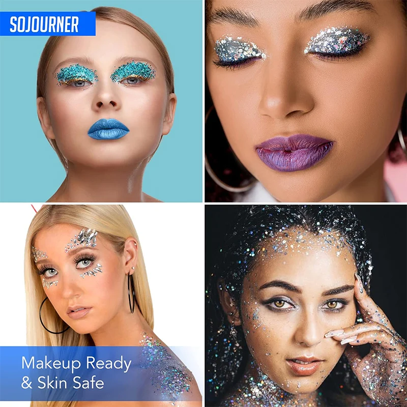 Body Glitter I 6 Colors + Glitter Glue for Face Glitter Makeup, Hair, Eye & Fine Glitter Eyeshadow - Perfect for Halloween 2