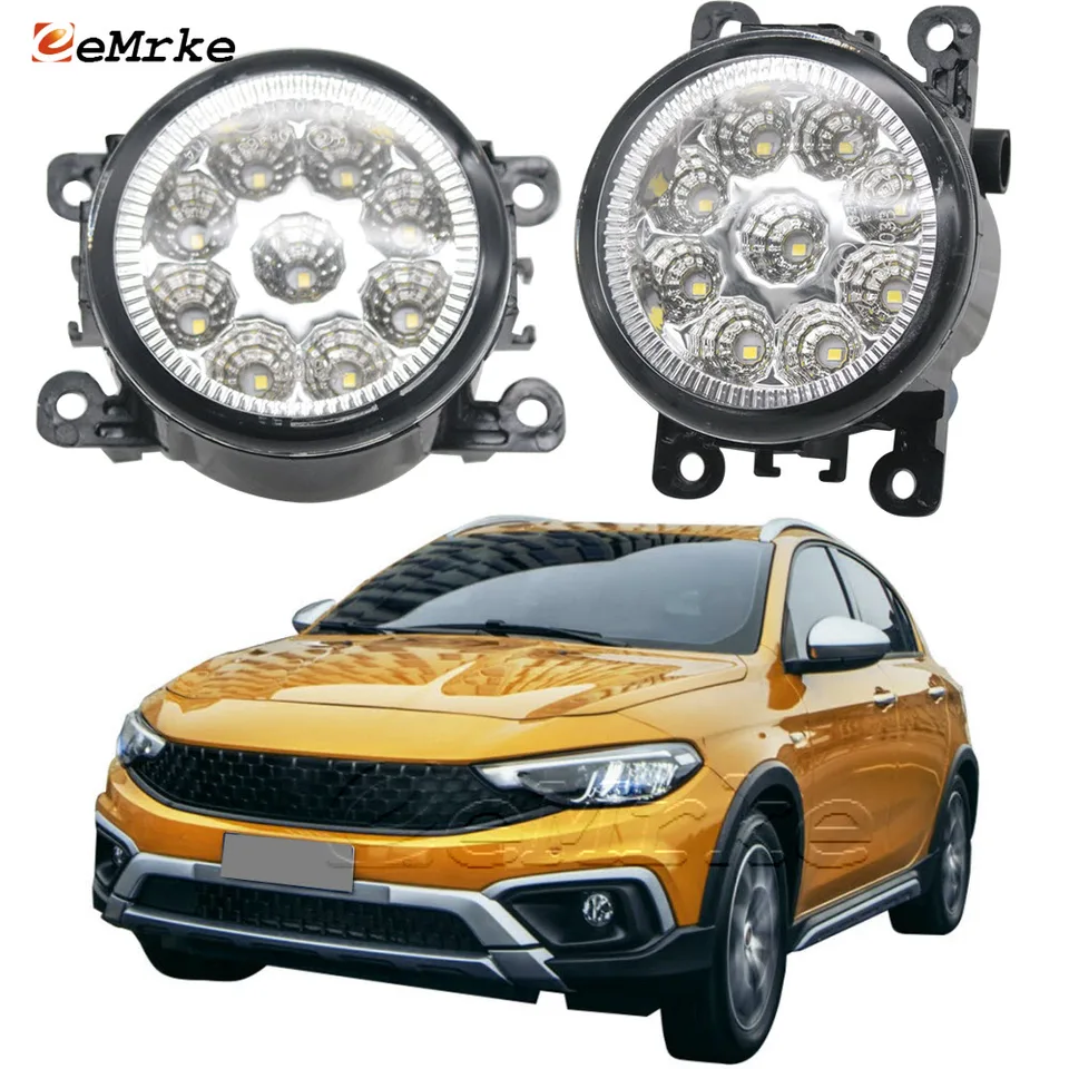 2PCS Fog Lamp Assembly For Fiat Tipo Egea 357_ 5D 2016 2017 2018 2019 2020  2021 Car Double Led DRL Turn Signal Light Fog Lights