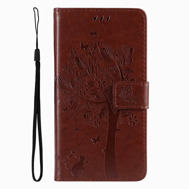 Charming Cat Tree Wallet Case with Card Slots and Protective Cover