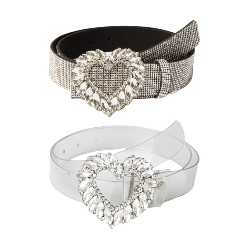 

Elegant Heart Pin Buckle Belt Nightclub Adjustable Waist Belt Hot Girl Woman Waist Belt for Coat Skirts Jeans 10CF