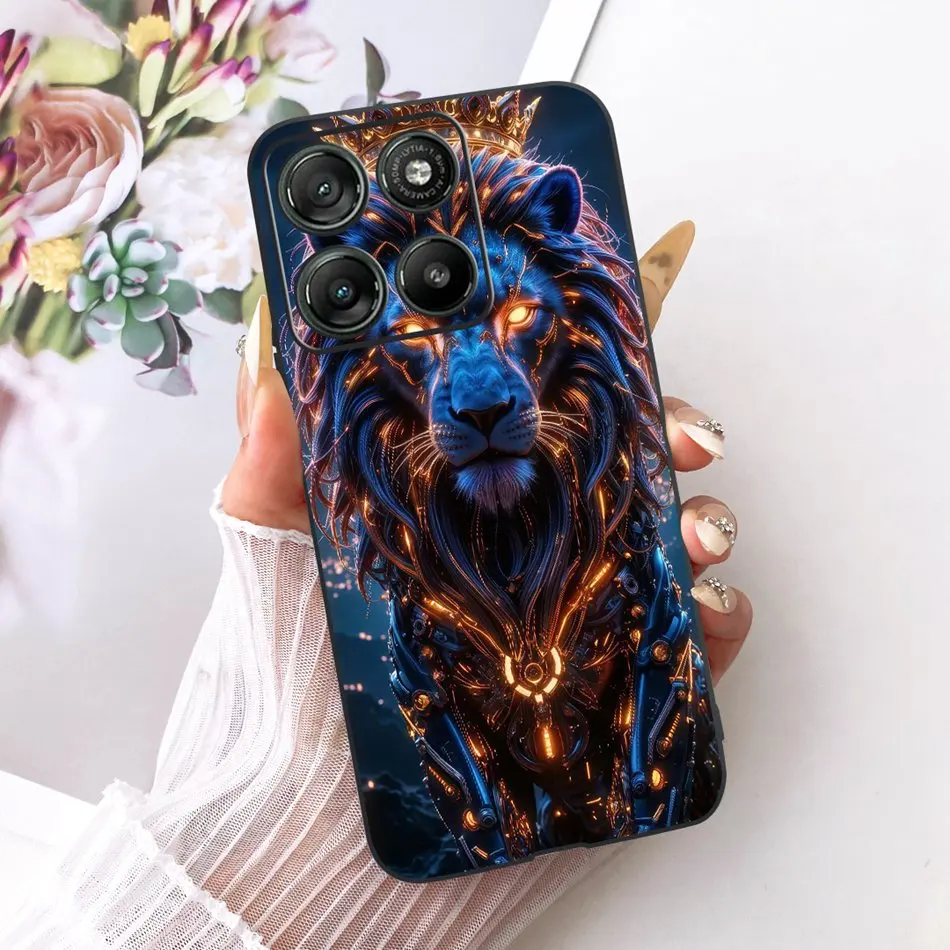 Cool Dragon Tiger Pattern Black Silicone Phone Case with Soft Bumpers