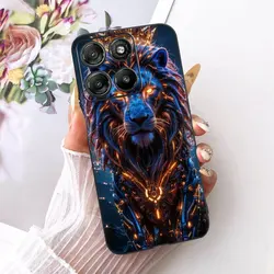 Cool Dragon Tiger Pattern Black Silicone Phone Case with Soft Bumpers for Moto G57 Power (HEITPU - 6110)