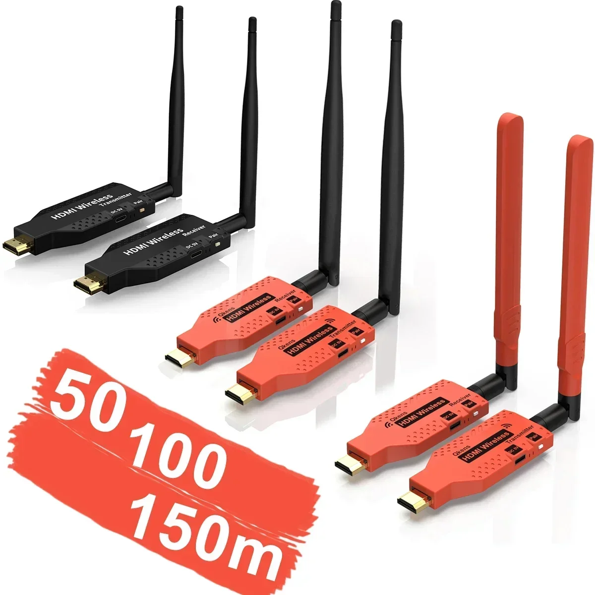 150m 무선 HDMI 익스텐더 100m 비디오 송신기 및 수신기 카메라 TV 스틱 PC 용 50m 무선 디스플레이 어댑터 모니터