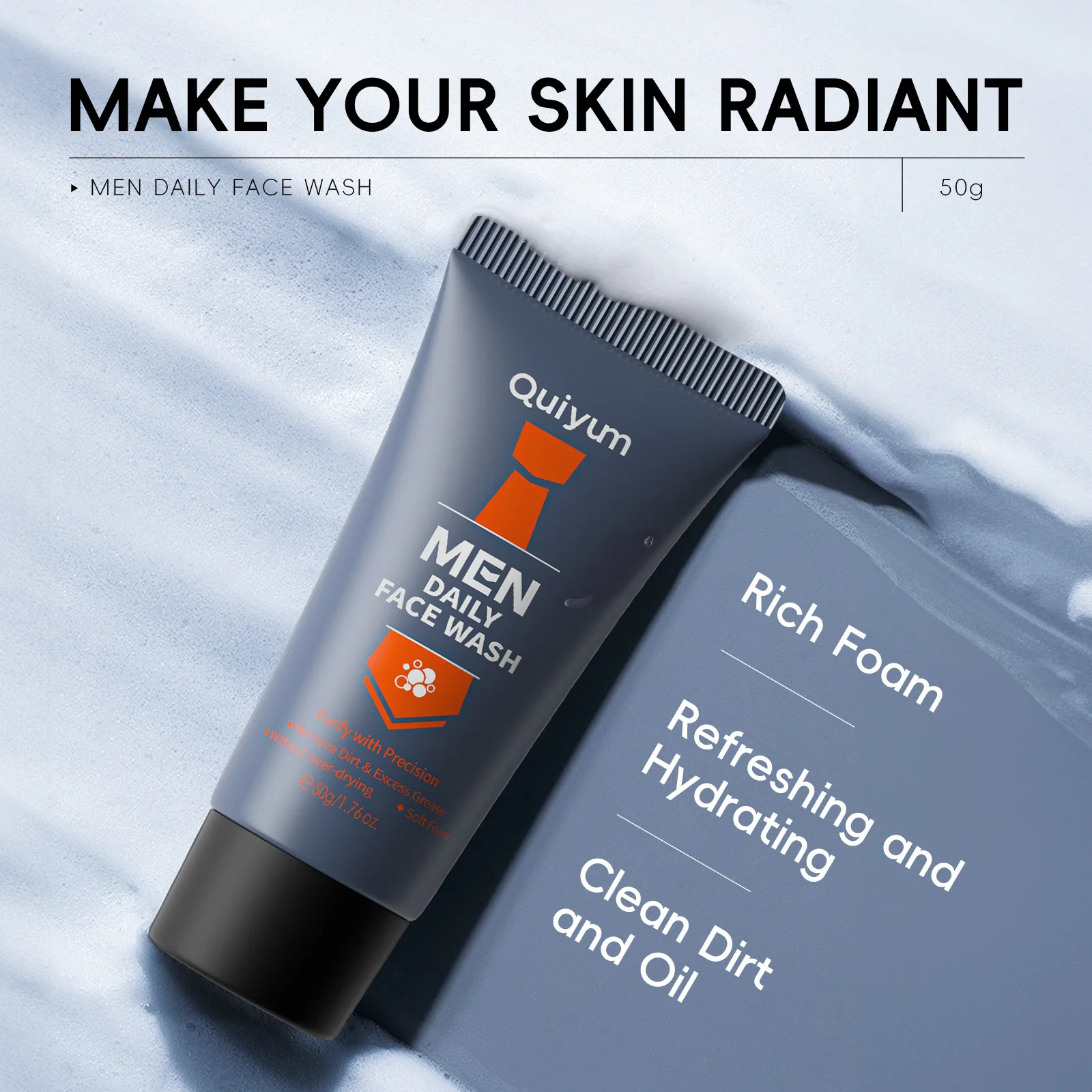 LAIKOU Men Facial Foaming Cleanser Deeply Cleansing Oil Control Moisturizing Blackhead Removal Skin Care Face Wash Foam Cleanser 3