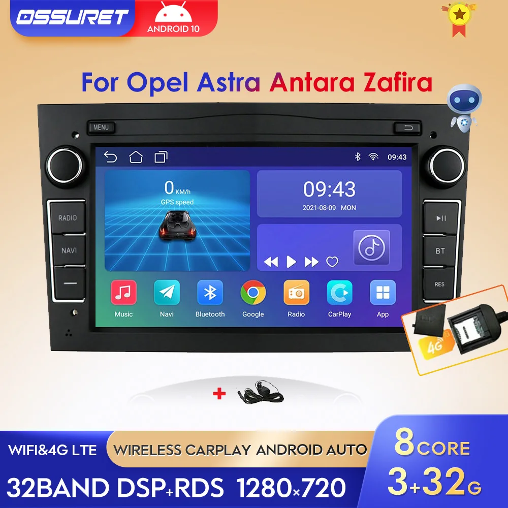 Para Opel Opel Astra Corsa D Meriva Zafira B 2Din auto estéreo RADIO GPS DAB BT 