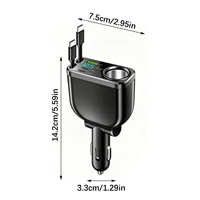 Fast Speed 66W Car Chargers With Triple Port Retractable Car Chargers with Intelligent Protections For Phones Tablets 6