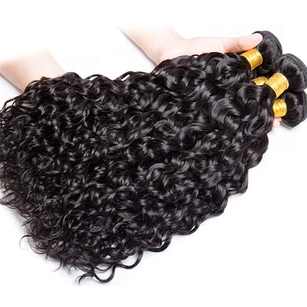 Human Hair Extensions Water Wave Bundles 100% Human Hair Extensions For Women Peruvian Hair Bundle Raw Virgin Unprocessed Human Bundle Curly