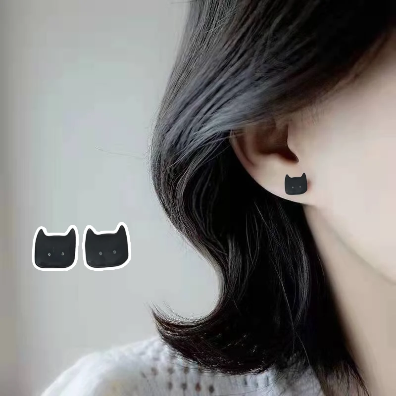 Adorable Kitten Stud Earrings For Girls Women Simple Style Cartoon Cat Design Mini Earring Sweet Animal Jewelry Gift