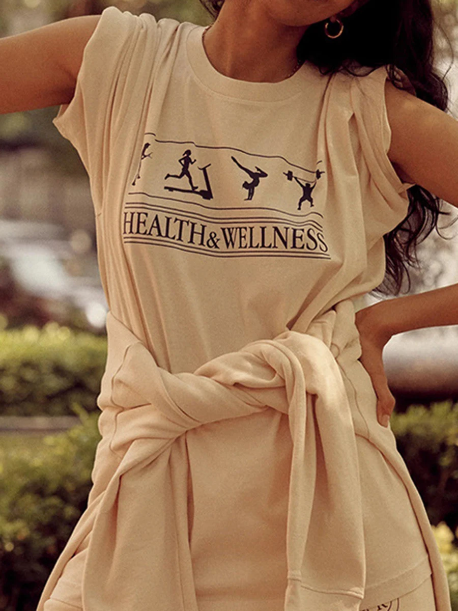 

Letter Printed T-shirts For Women Summer Vintage Chic O-neck Short Sleeve Cotton T-shirt Casual Fashion Sport Tops Tees 2024 New