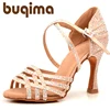 Women Latin Dance Shoes Rhinestones Soft Bottom Salsa Shoes For Dancing Ladies Sandals Women's Wedding Hight Heels 7.5CM 2