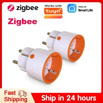 Prise intelligente Tuya Zigbee 3.0, maison intelligente, prise EU 16A, verrouillage enfant, prise intelligente, télécommande, compatible avec Alexa Google Home