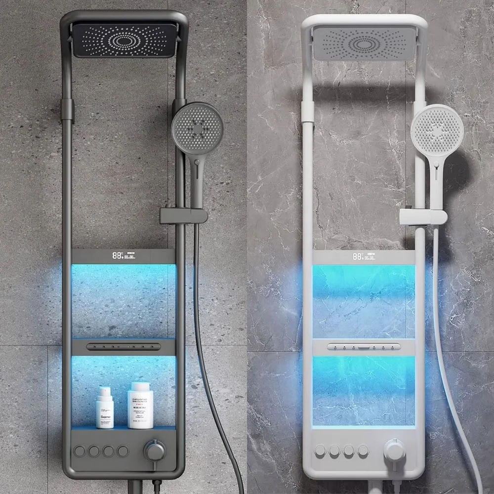 ระบบฝักบัวอาบน้ำอัจฉริยะหรูหรา พร้อมจอแสดงผลดิจิตอล LED ระบบควบคุมอุณหภูมิแบบเทอร์โมสแตติก แผงฝักบัวอาบน้ำแบบสปา พร้อมหัวฉีดนวดหลัง 1