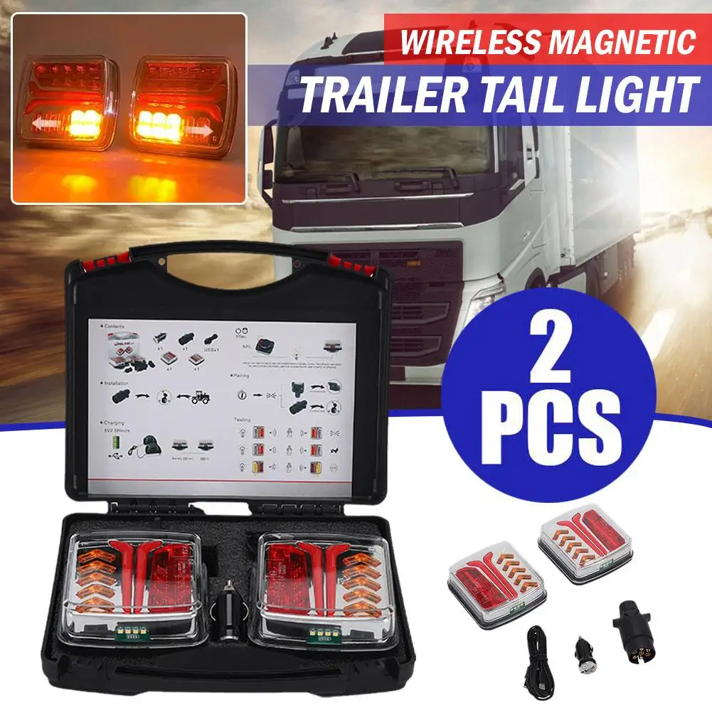 

Wireless LED Magnetic Trailer Tail Light Truck Rear Light Signal Warning Brake Light For Towing Trailer Campers Lorry RV X1C5