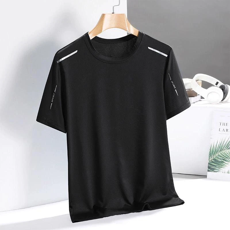 Ice Silk Running Shirts Men Loose Printing Short Sleeve Basketball Gym...