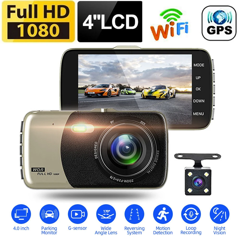 

Видеорегистратор автомобильный, 4,0 дюйма, Full HD 1080P, GPS