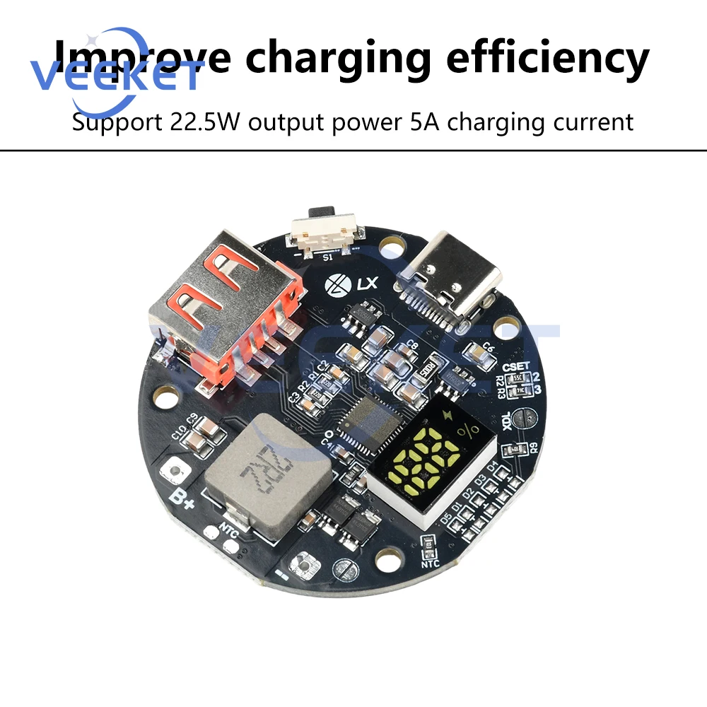 Circuito della banca di potere a ricarica rapida bidirezionale ad alta potenza da 22,5 W con USB tipo C PPS/PD3.0/PD2.0 per fai da te - Image 3
