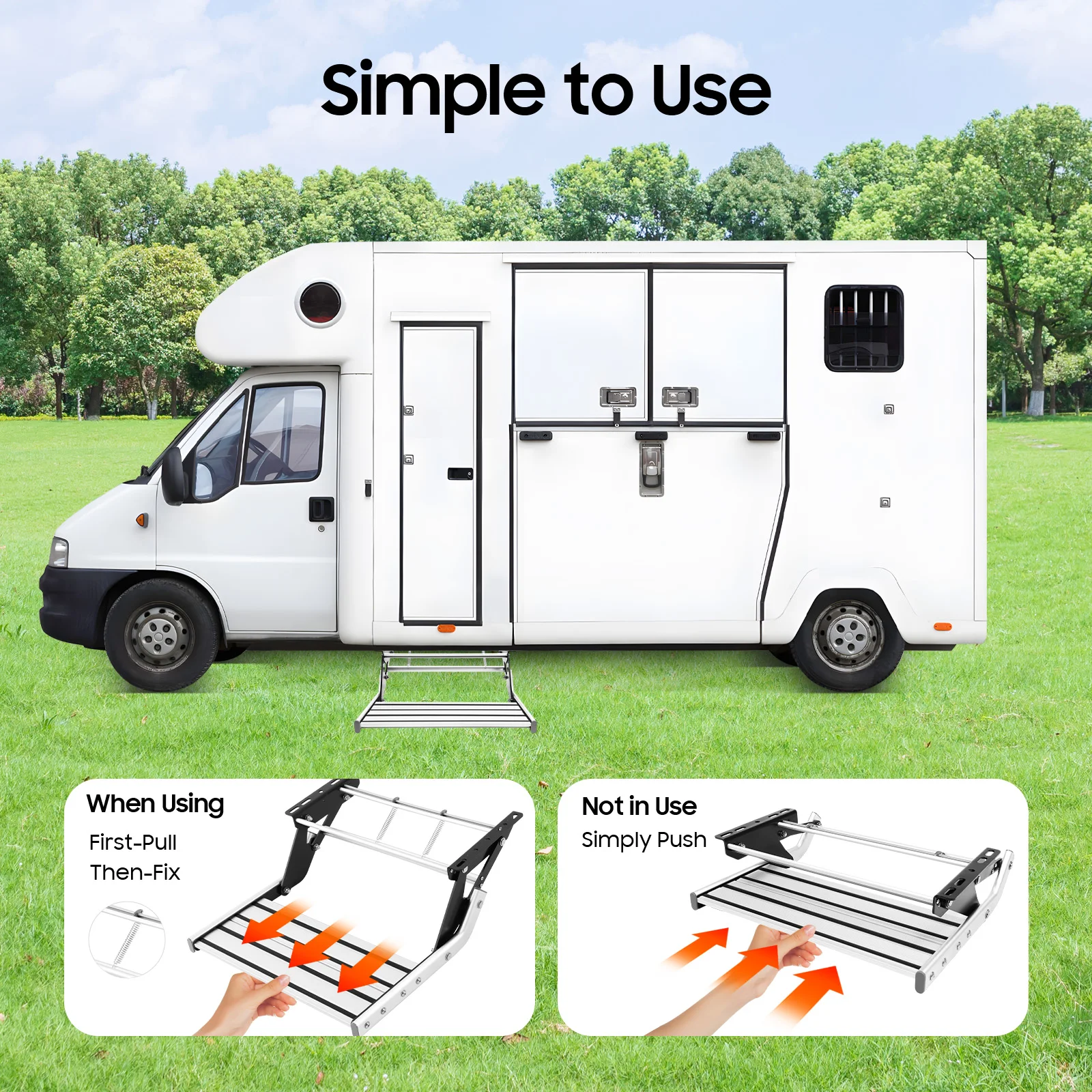 Manuelle Aluminiumlegierung für Wohnmobile, einstöckig, rutschfest, faltbar, für Camping, Anhänger, LKW, Zubehör, universell – Detail 5