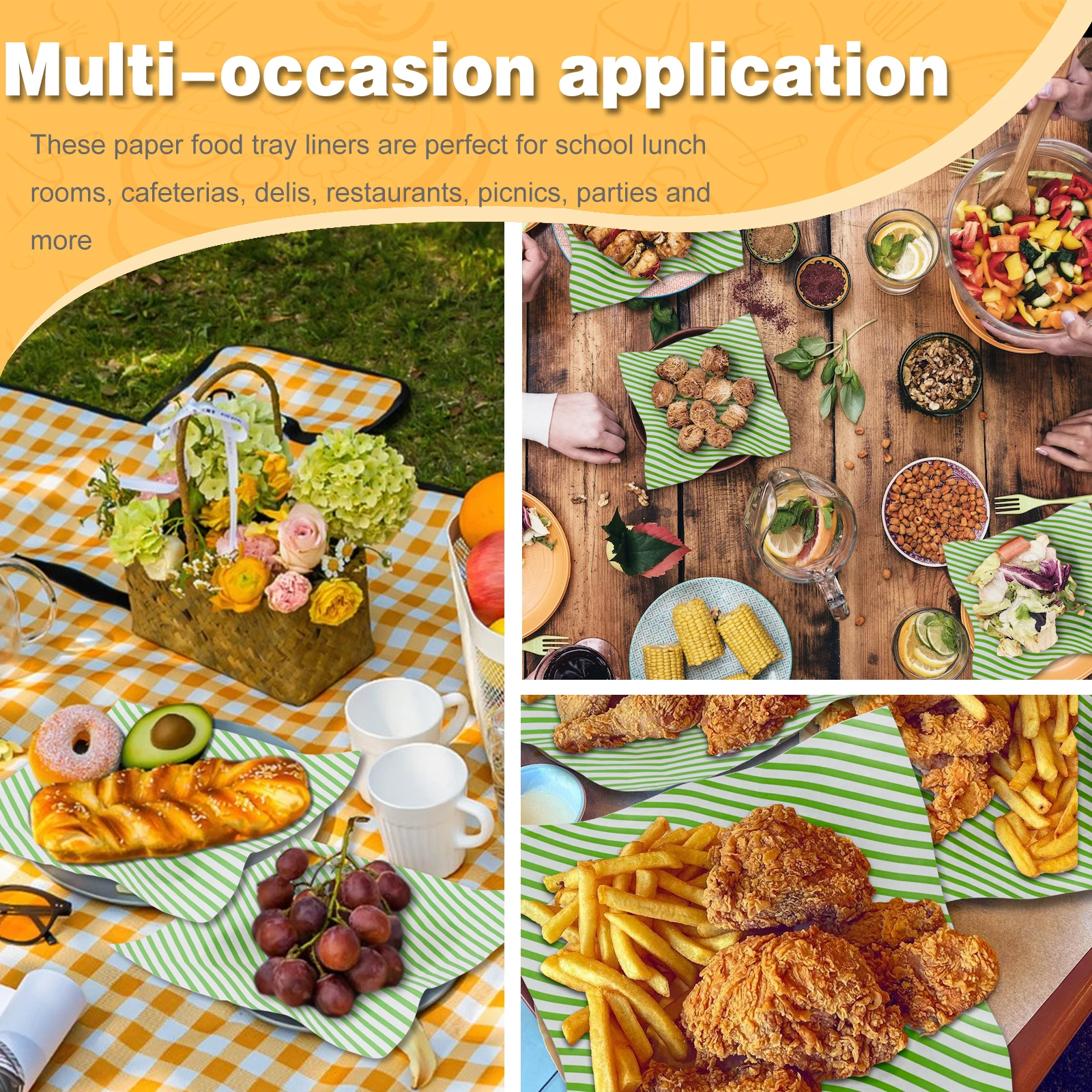 200 Sheets Food Wrapping Paper Striped Print Oil-Resistant Dry Waxed Deli Paper for San... - SKU SFWP2334 - UGI Packaging