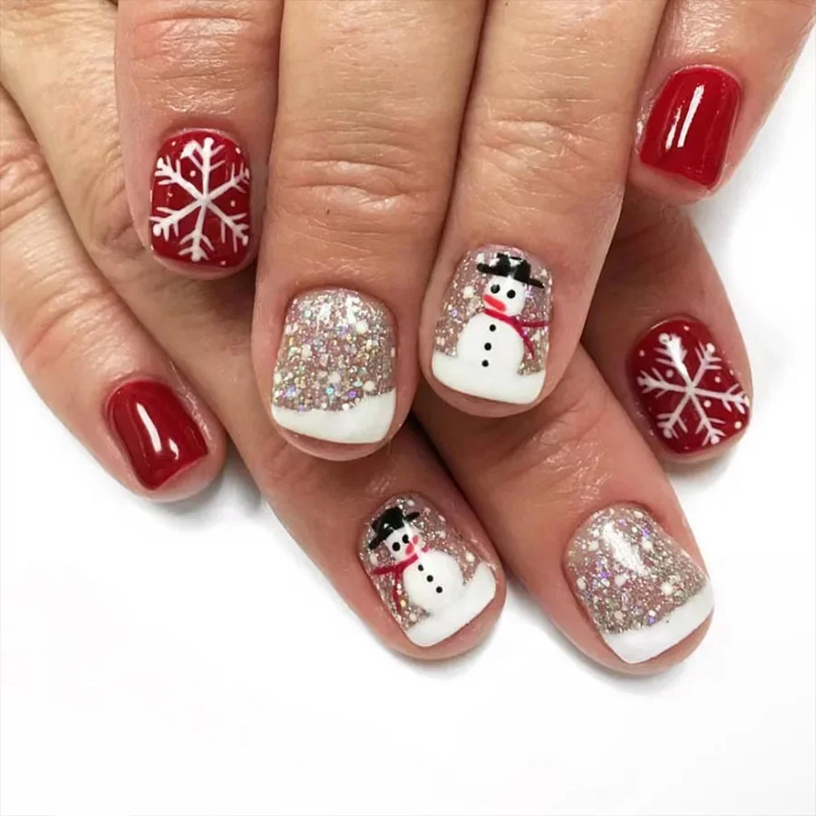 Festive Snowflake Holiday Nail Set