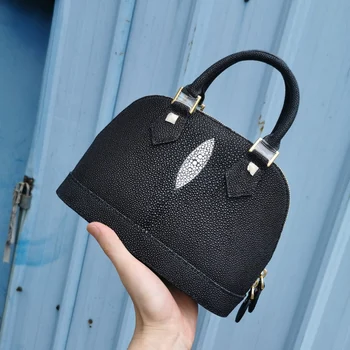 2023 New Designer Pearl Fish Skin Women Handbag Fashion Genuine Stingray Skin Lady Bag High Grade Large Capacity Shell Bag 45